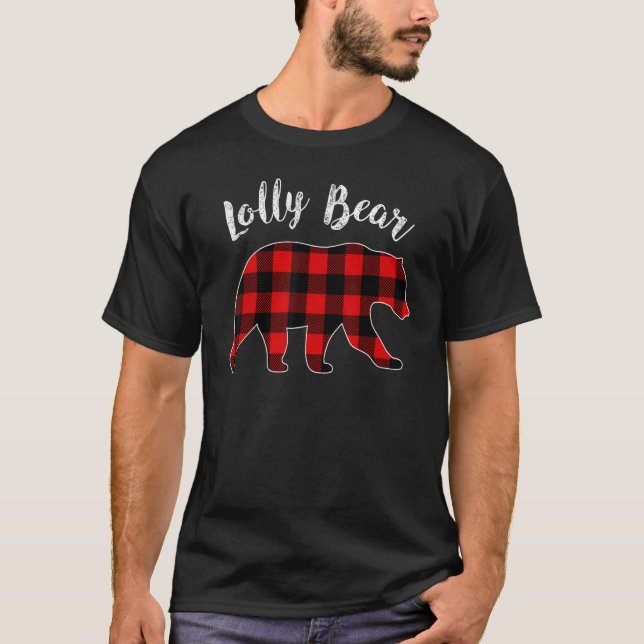 T-shirt Lolly Bear Buffalo Plaid Matching Family Group Chr (Devant)