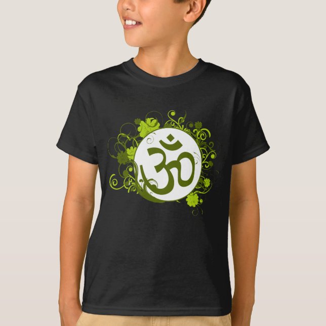 T-shirt L'OM floral vert bouddhiste (Devant)