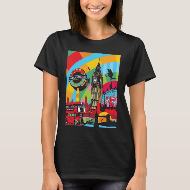 T-shirt London Bridge Big Ben Pop Art Traveler (Devant)