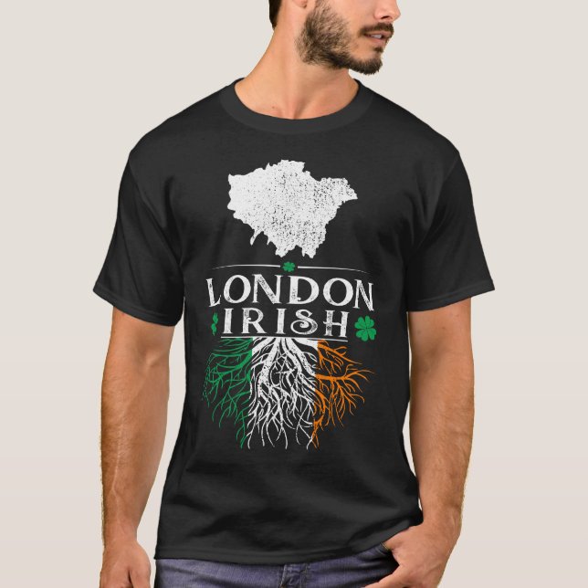 T-shirt London UK City Irish Roots St Patrick Day (Devant)
