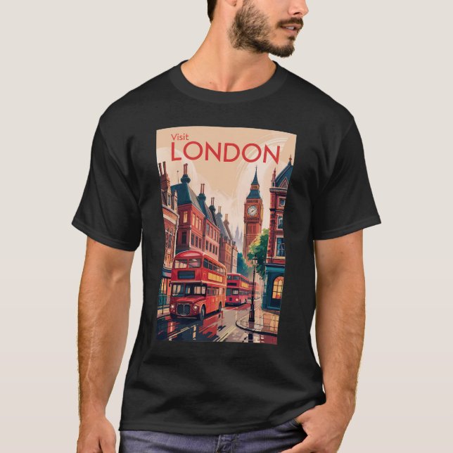 T-shirt Londres Angleterre Travel Art Vintage (Devant)