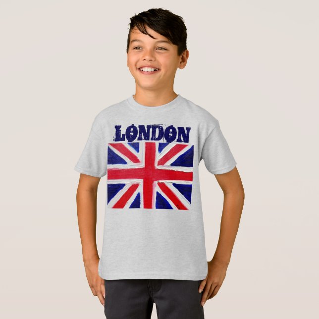 T-shirt Londres Black Modern Boys Angleterre Royaume-Uni (Devant entier)