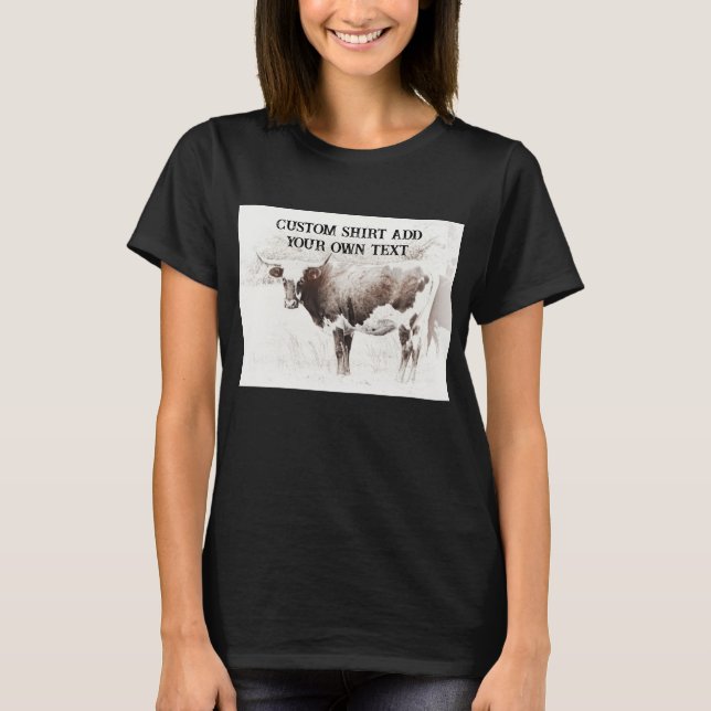 T-shirt londres cow sepia photo art ajouter votre propre t (Devant)