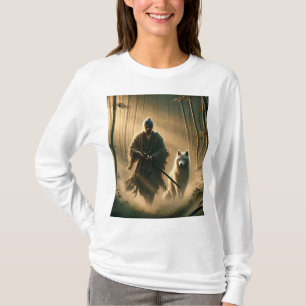 T-shirt Lone Samurai & White Wolf ⚔️ 🐺 - Epic Imaginaire