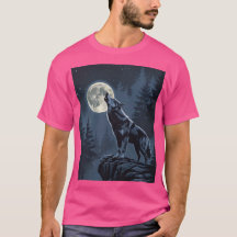Lone Wolf Howling at the Moon Night Forest Art