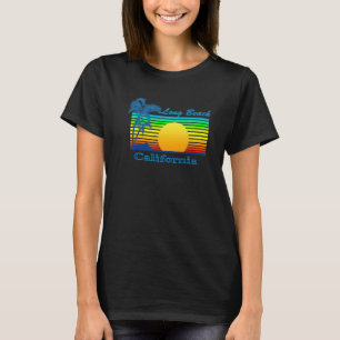 T-shirt Long Beach California Retro Tropical Beach Sunset