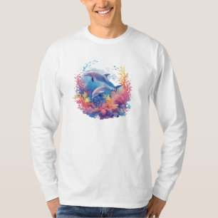 T-shirt long dauphin en forme de fond