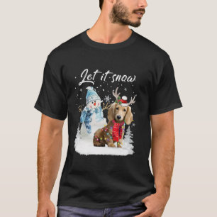 T-shirt Long Haied Dachshund Père Noël Chien Christmas Sno