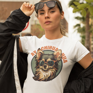 T-shirt Long Haired Chihuahua portant des lunettes de sole