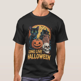T-shirt Long Live Halloween Funny Pumpkin Halloween Black 