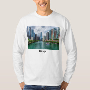 T-shirt long manches de la rivière Chicago et de l