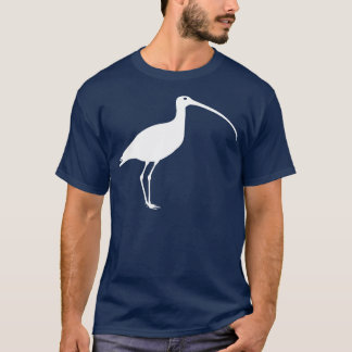 T-shirt Long oiseau affiché blanc de courlis cendré