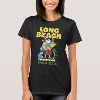 T-shirt LONG PLAGE NEW YORK Père Noël Christmas Surfing