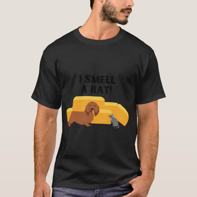 T-shirt Longhair Dachshund Je Sens Une Chasse À Grange Rat (Devant)
