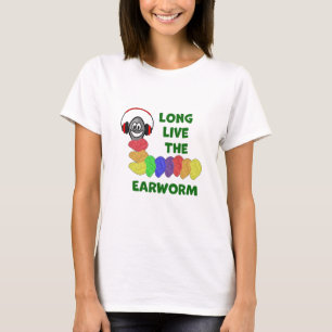 T-shirt LONGTEMPS VIVRE L'EARWORM avec les oreilles arc-en