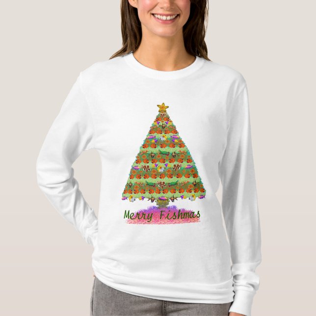 T-shirt Longue chemise de douille de joyeuses dames de (Devant)