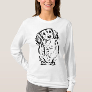 T-shirt Longue Cheveux Dachshund Amant Cadeau Doxie Maman 
