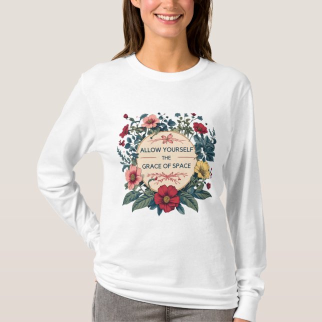 T-shirt Longue manche Blanc "grâce de l'espace" Tee (Devant)