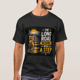 T-shirt Longue Route Commence Par Une Étape Citation Motiv