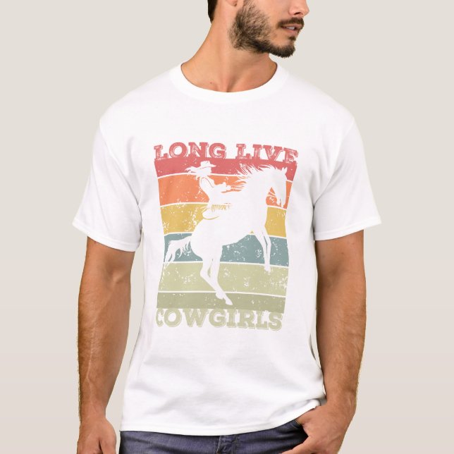 T-shirt Longue Vie Cowgirls - Célébrer le style occidental (Devant)