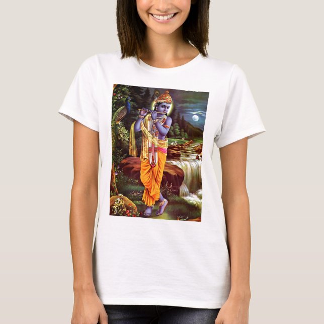 T-shirt Lord Krishna avec Flute Hindu Dieu (Devant)