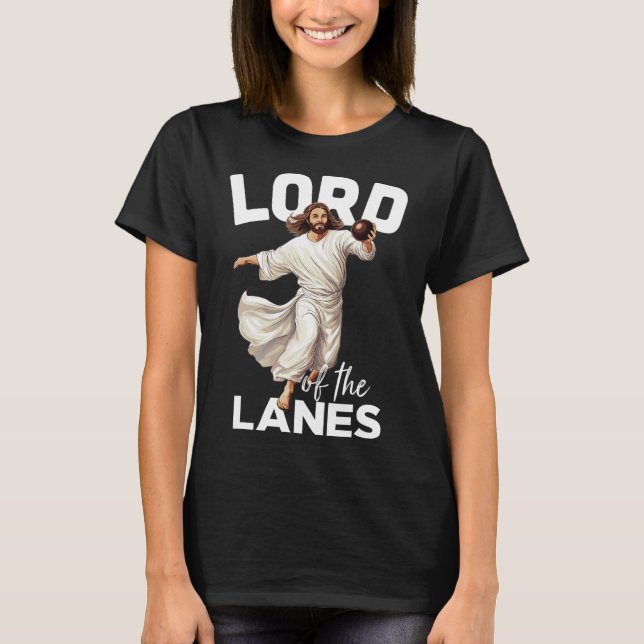 T-shirt Lord Lanes Funny Christian Christ Gutter Bowling L (Devant)