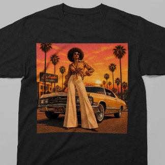 T-shirt Los Angeles 70s Rétro Femme Noire LA