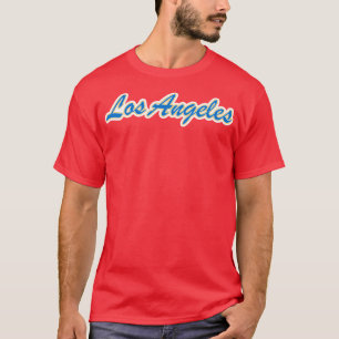 T-shirt Los Angeles C Powder Blue et Gold en blanc
