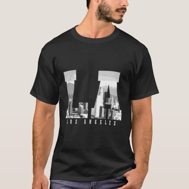 T-shirt Los Angeles California La Skyline Pride Black Whit (Devant)
