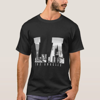 T-shirt Los Angeles California La Skyline Pride Black Whit