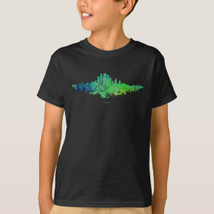 T-shirt Los Angeles City Skyline - Lime Green Blue
