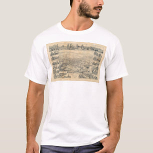 T-shirt Los Angeles est, carte panoramique 1888 (0900A) de