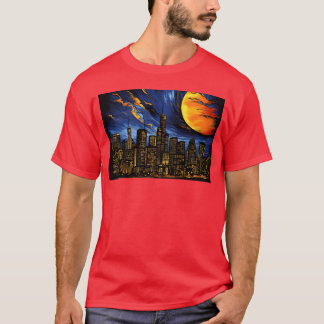 T-shirt Los Angeles Skyline 3D Ville des Anges Futuristic