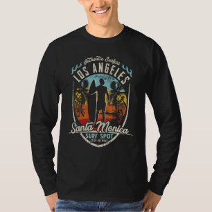 T-shirt Los Angeles Surfant Vintage Rétro Surfeur Santa Mo