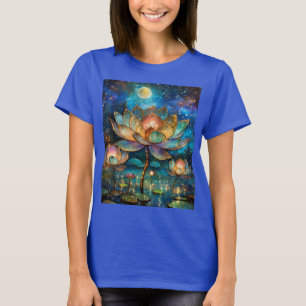 T-shirt Lotus de verre tendu fleurit au clair de lune