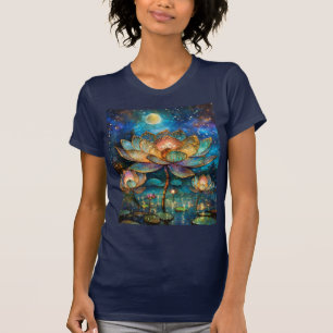 T-shirt Lotus de verre tendu fleurit au clair de lune