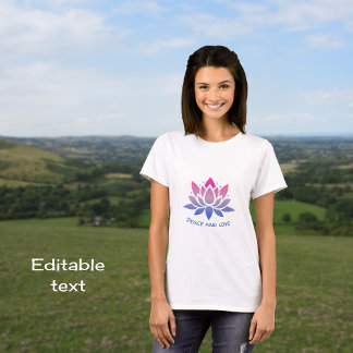 T-shirt Lotus fleur bleu rose texte personnalisé