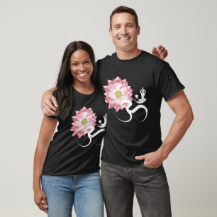 T-shirt Lotus Rose Yoga Fleur et Calligraphie Zen Om Aum