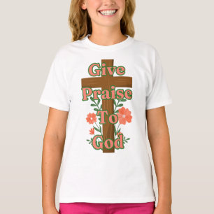 T-shirt Louange à Dieu Croix en bois de la fille