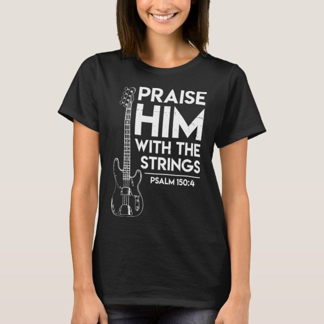 T-shirt Louer Chrétien Adoration Basse Guitare Joueur (Devant)