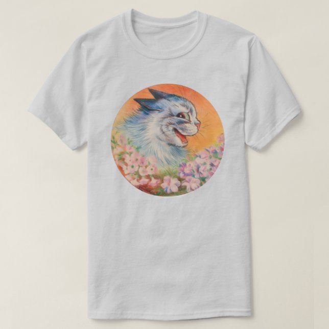 T-shirt Louis Wain Rire Blue Electric Chat en Fleurs (Design devant)