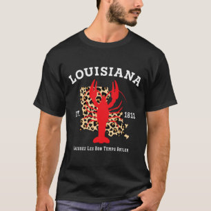 T-shirt Louisiana Est. 1812 Crawfish Leopard New Orleans M