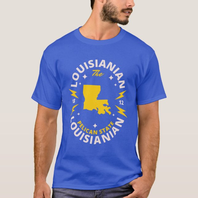 T-shirt Louisianian State Map Flag (Devant)