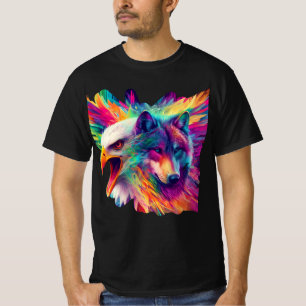 T-shirt loup, aigle, portrait