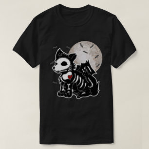 T-shirt Loup Anime Emo Goth Edge Squelette Halloween Chien
