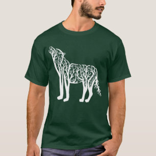 T-shirt Loup Arbre Animal Nature Hommes Artistiques 
