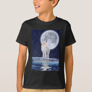 T-SHIRT LOUP ARCTIQUE ET LUNE D'HIVER
