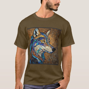 T-shirt Loup avec des pièces de verre colorées vibrantes
