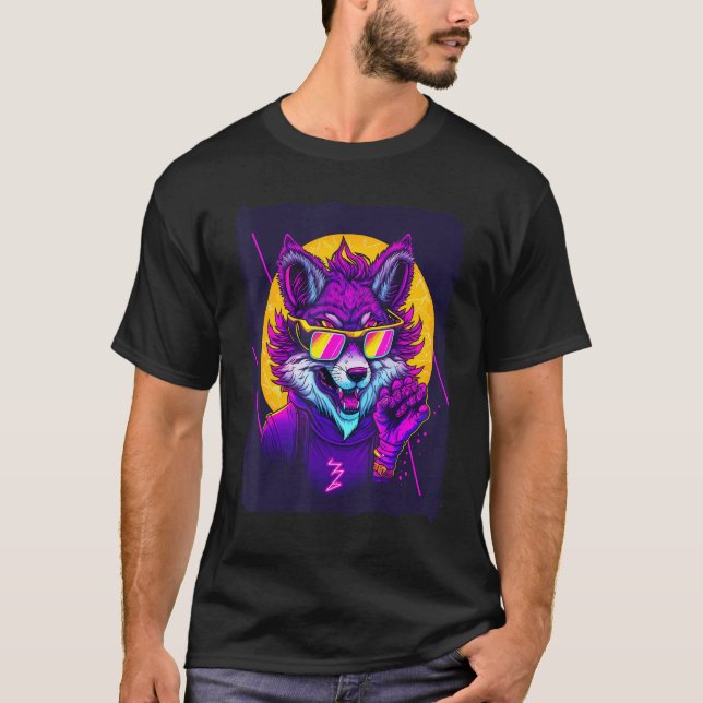 T-shirt Loup avec lunettes de soleil (Devant)