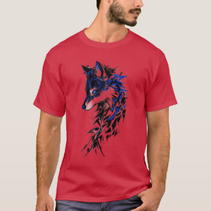 T-shirt Loup bleu géométrique - Édition Bord Crims